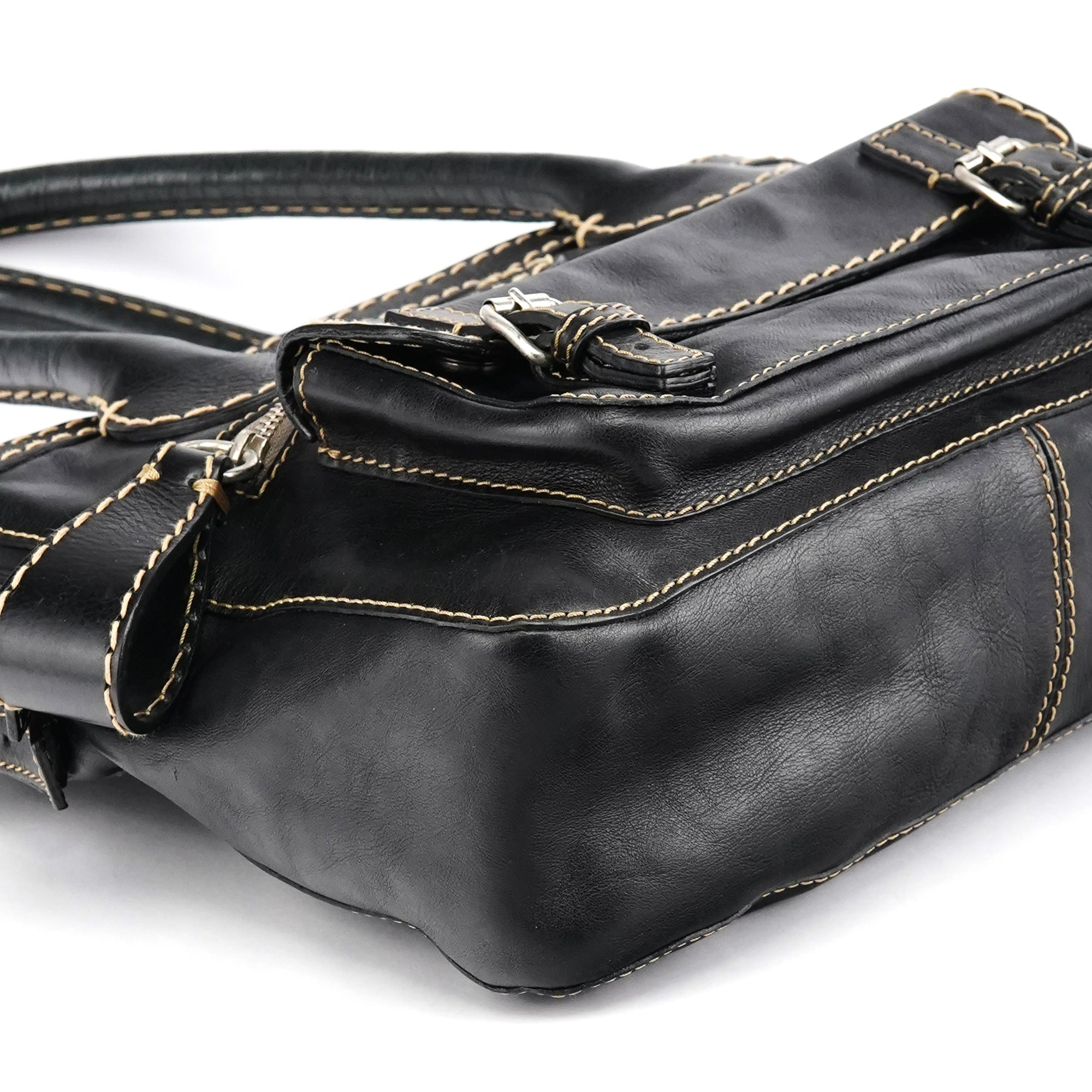Black Leather Edith Tote Bag