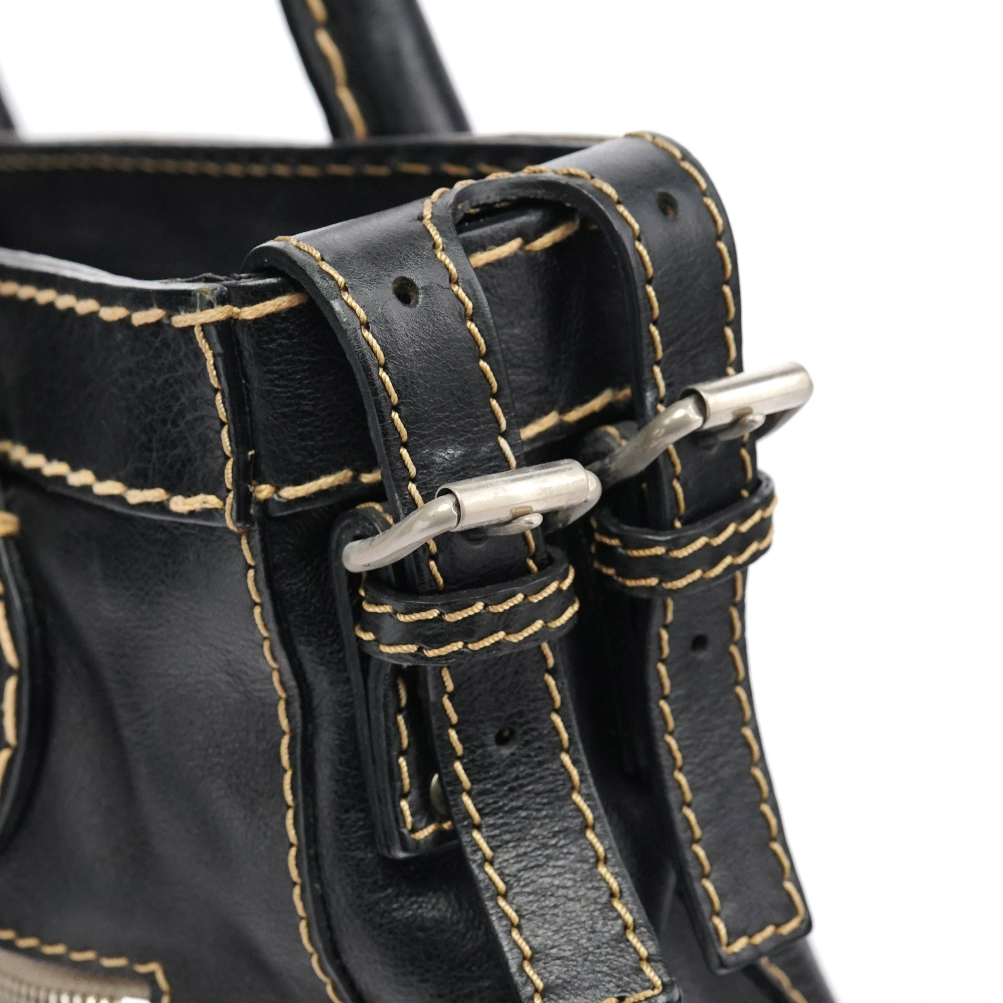 Black Leather Edith Tote Bag