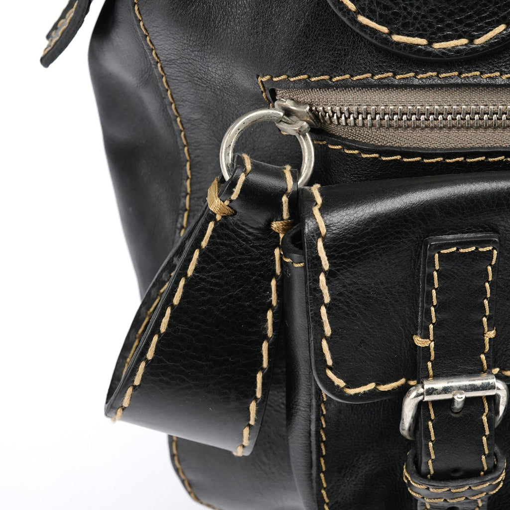 Black Leather Edith Tote Bag