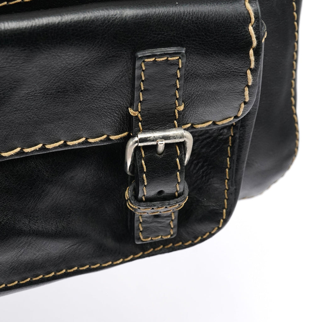 Black Leather Edith Tote Bag