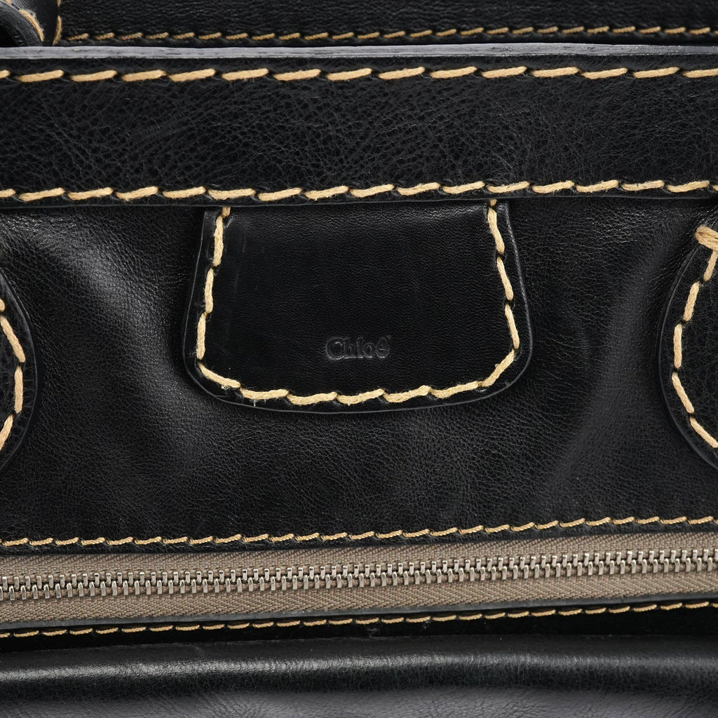 Black Leather Edith Tote Bag