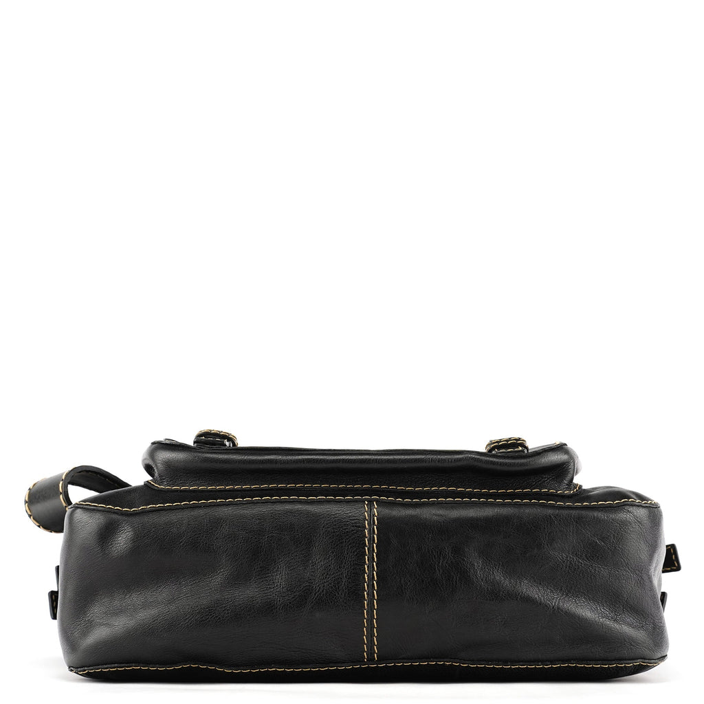 Black Leather Edith Tote Bag