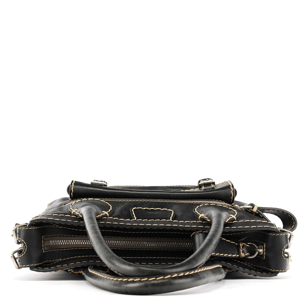 Black Leather Edith Tote Bag