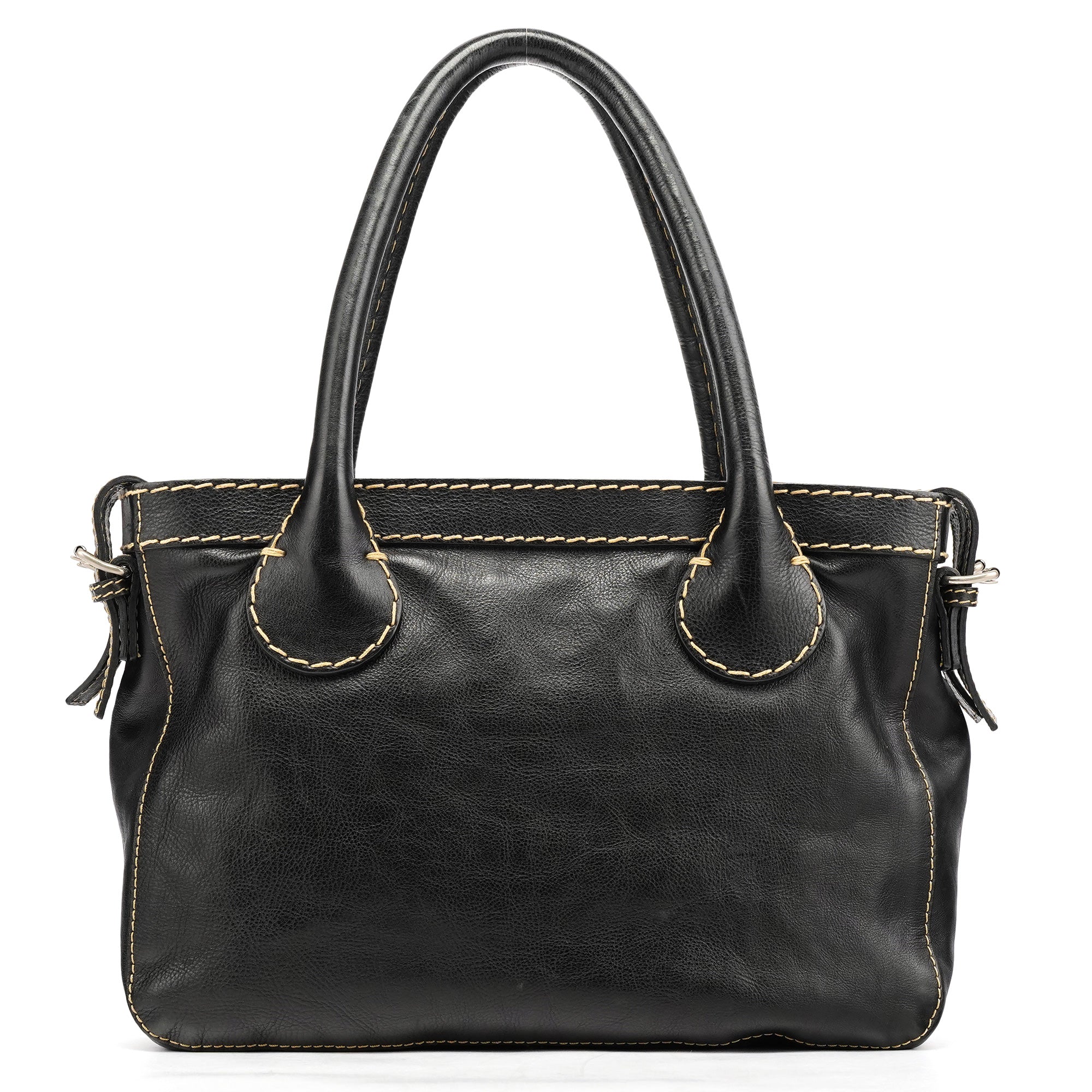 Black Leather Edith Tote Bag