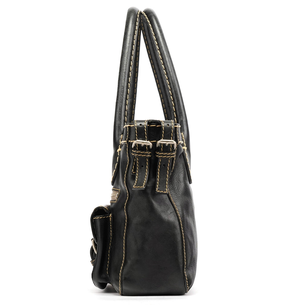 Black Leather Edith Tote Bag