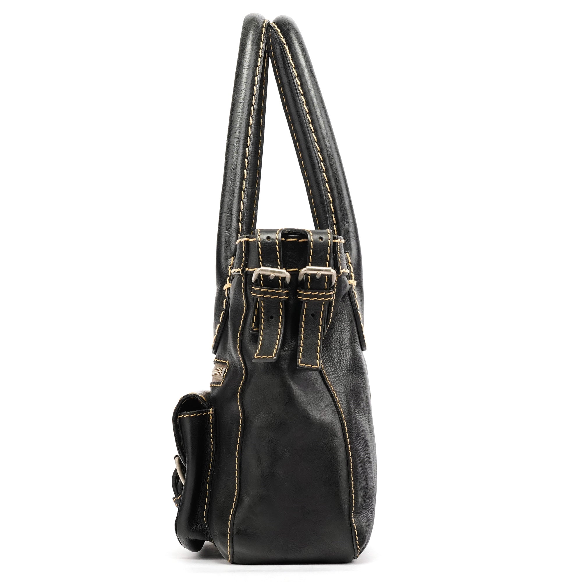Black Leather Edith Tote Bag