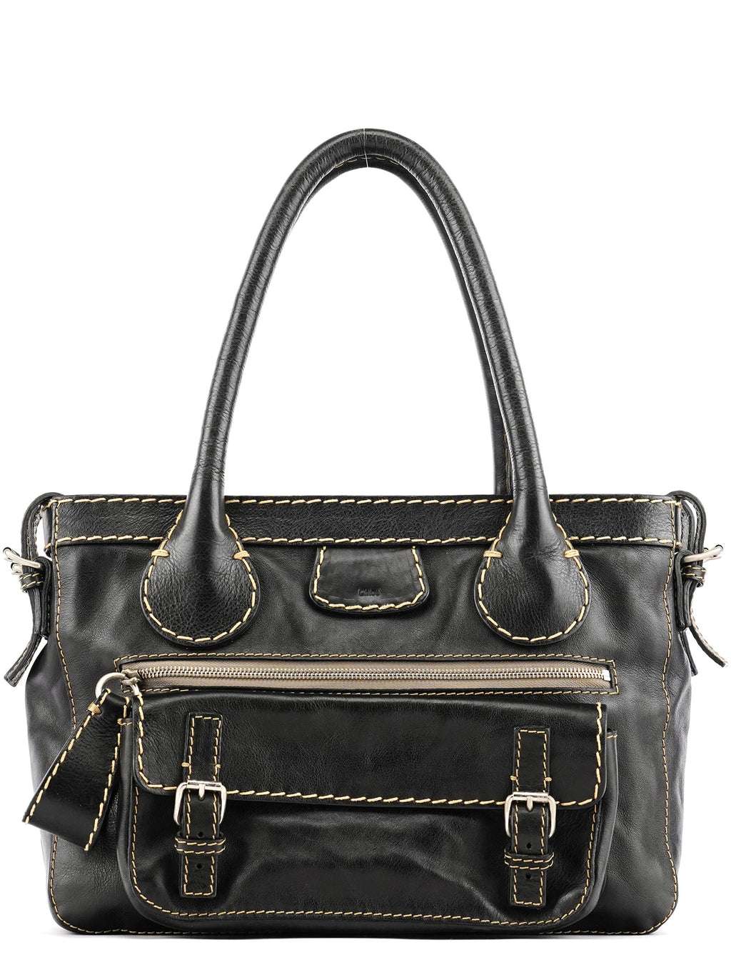 Black Leather Edith Tote Bag