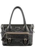 Black Leather Edith Tote Bag