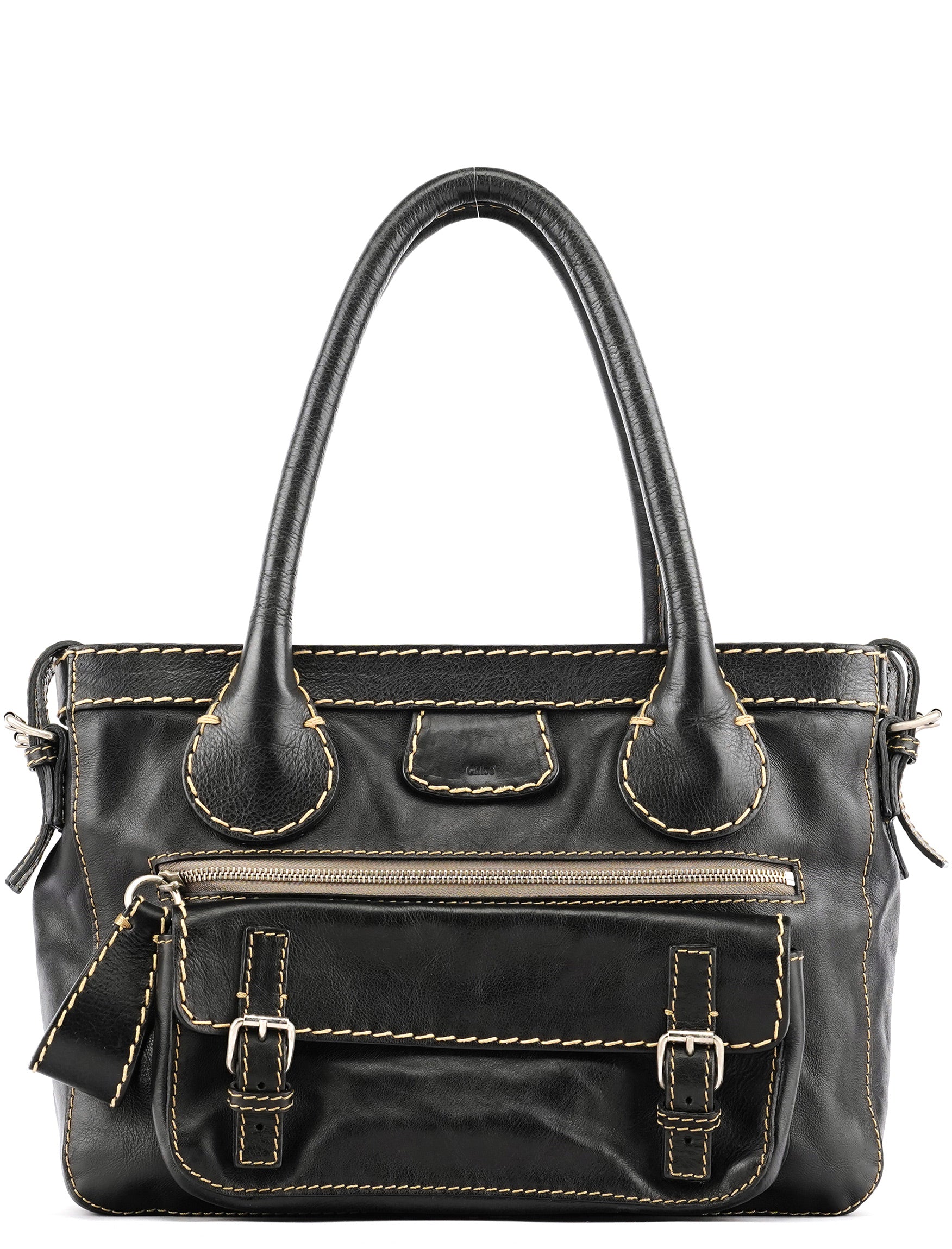 Black Leather Edith Tote Bag