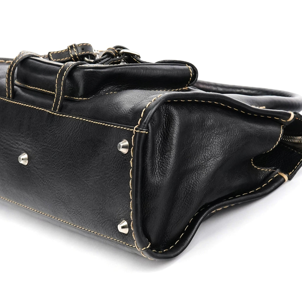 Black Leather Edith Tote Bag