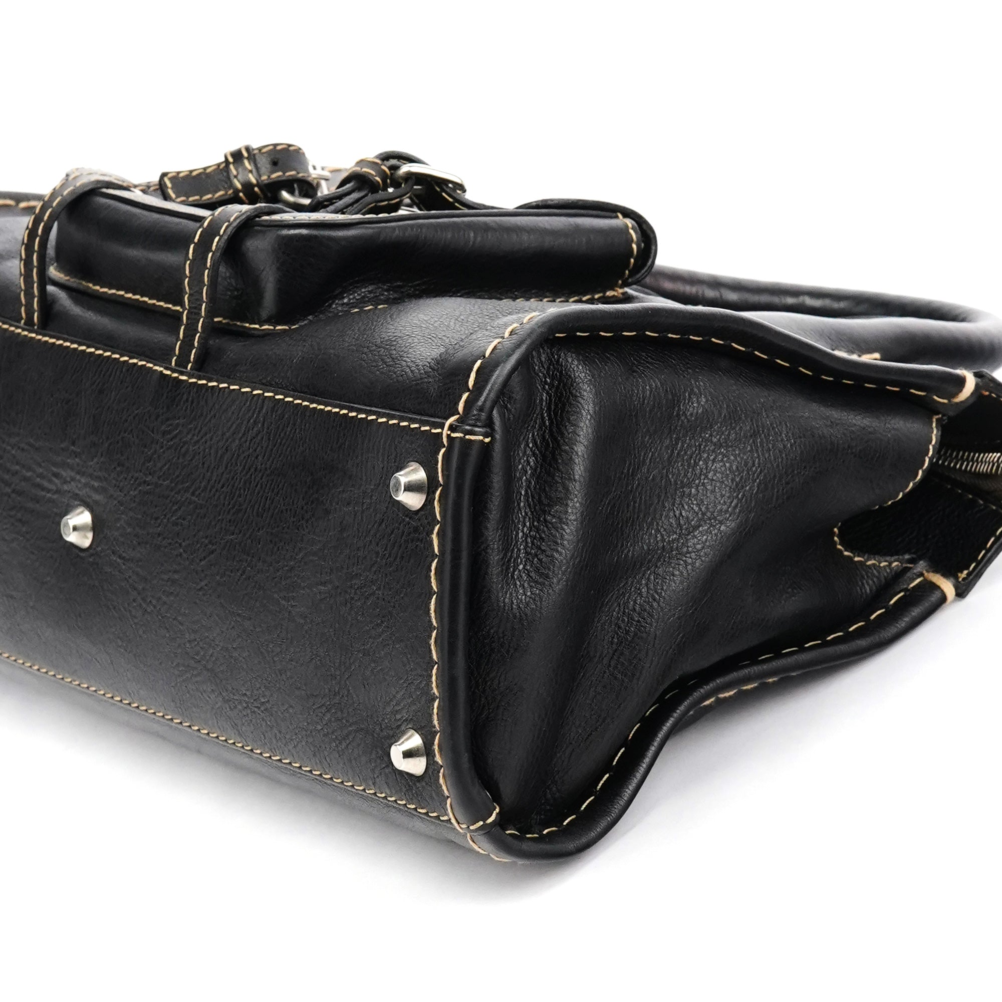 Black Leather Edith Tote Bag