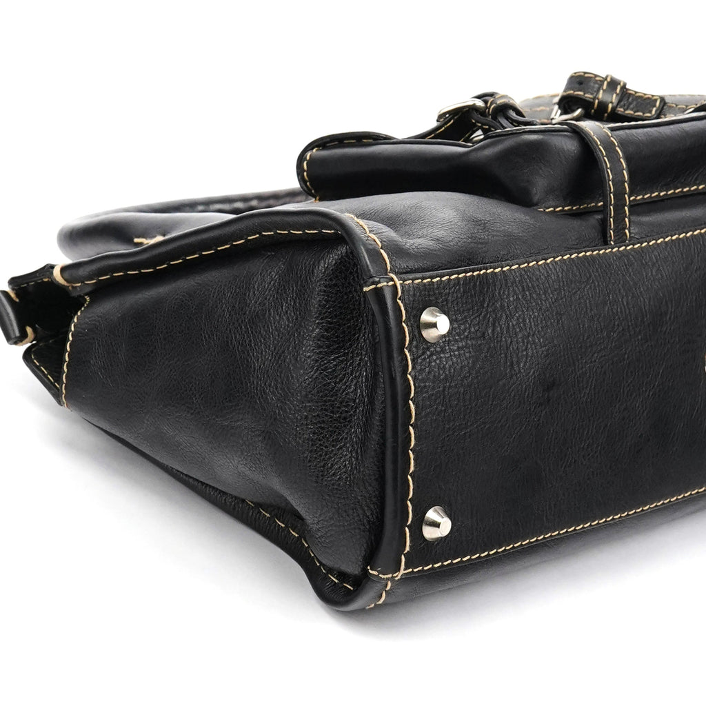Black Leather Edith Tote Bag