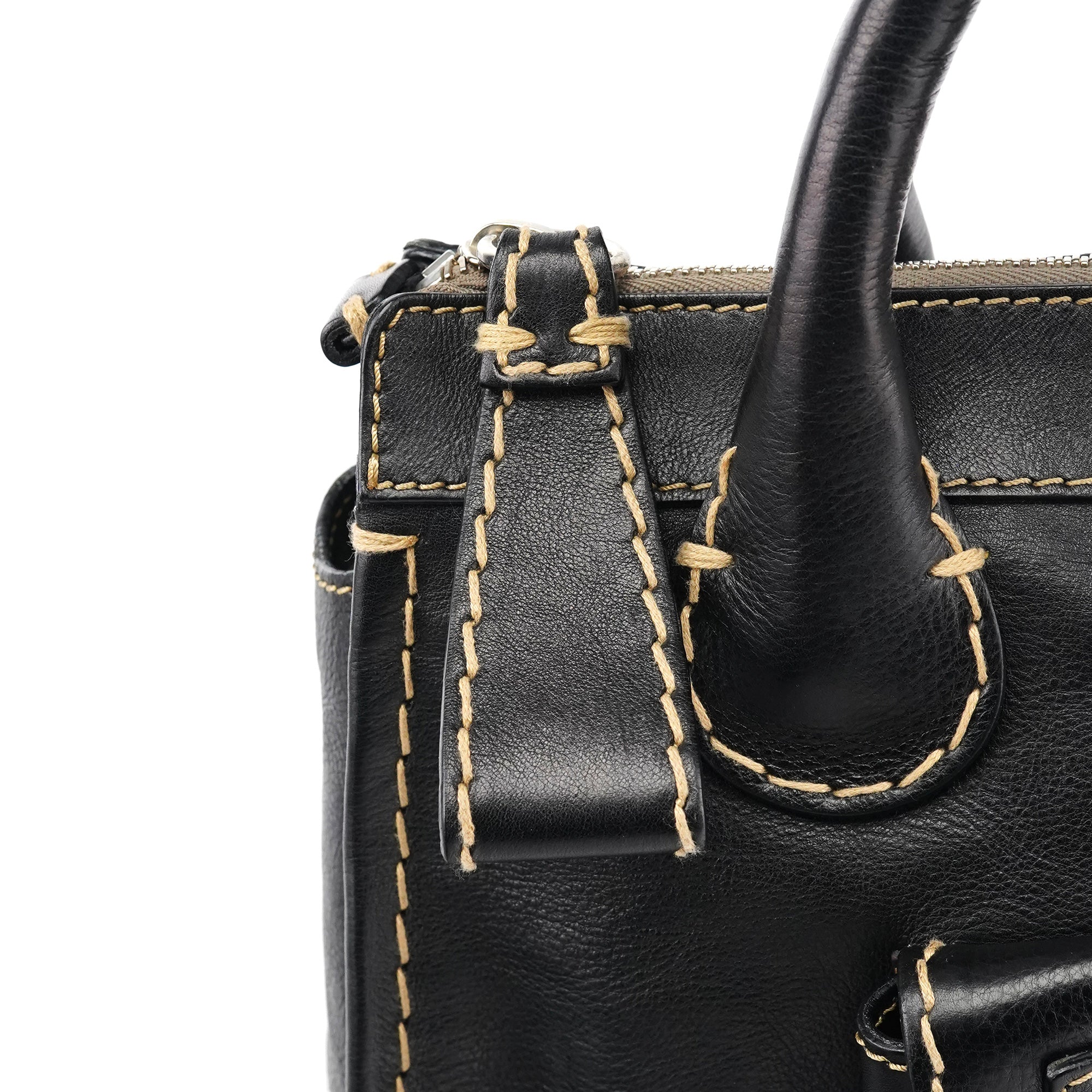 Black Leather Edith Tote Bag