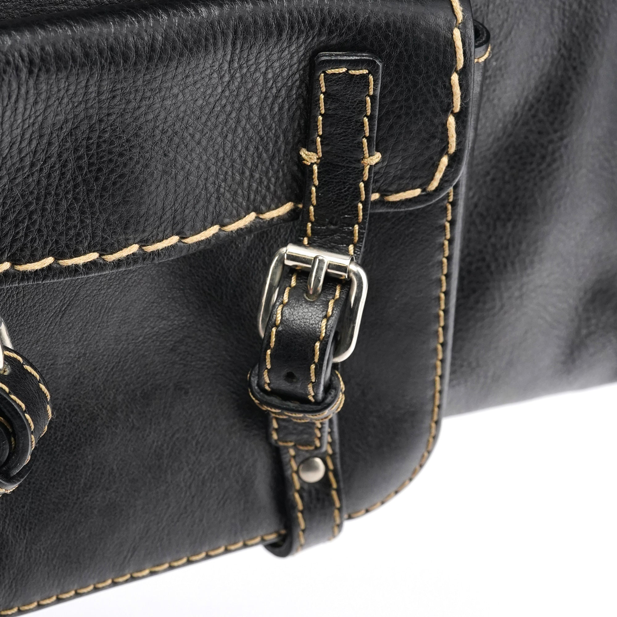 Black Leather Edith Tote Bag