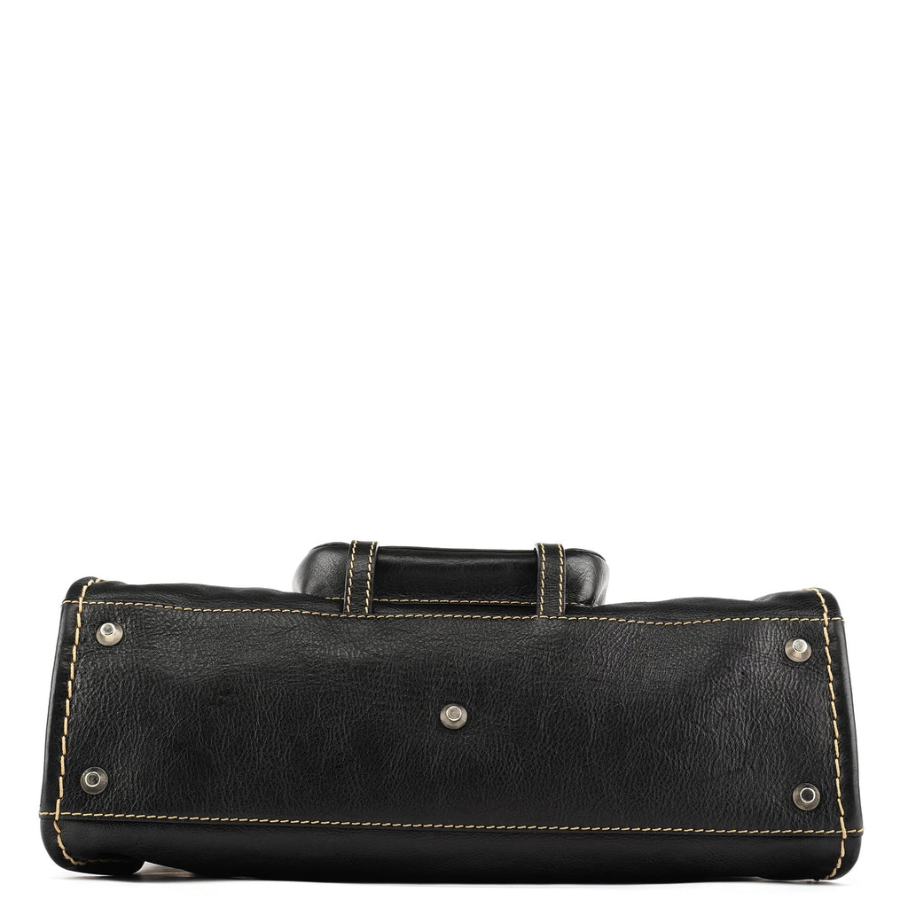Black Leather Edith Tote Bag