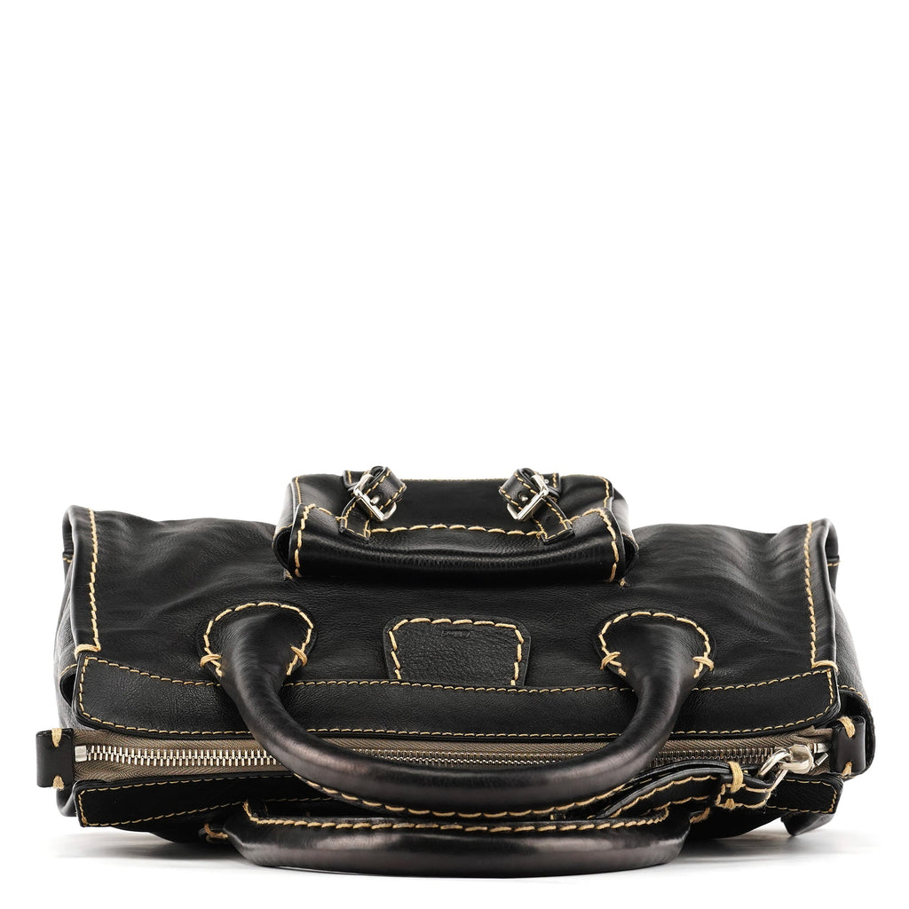 Black Leather Edith Tote Bag