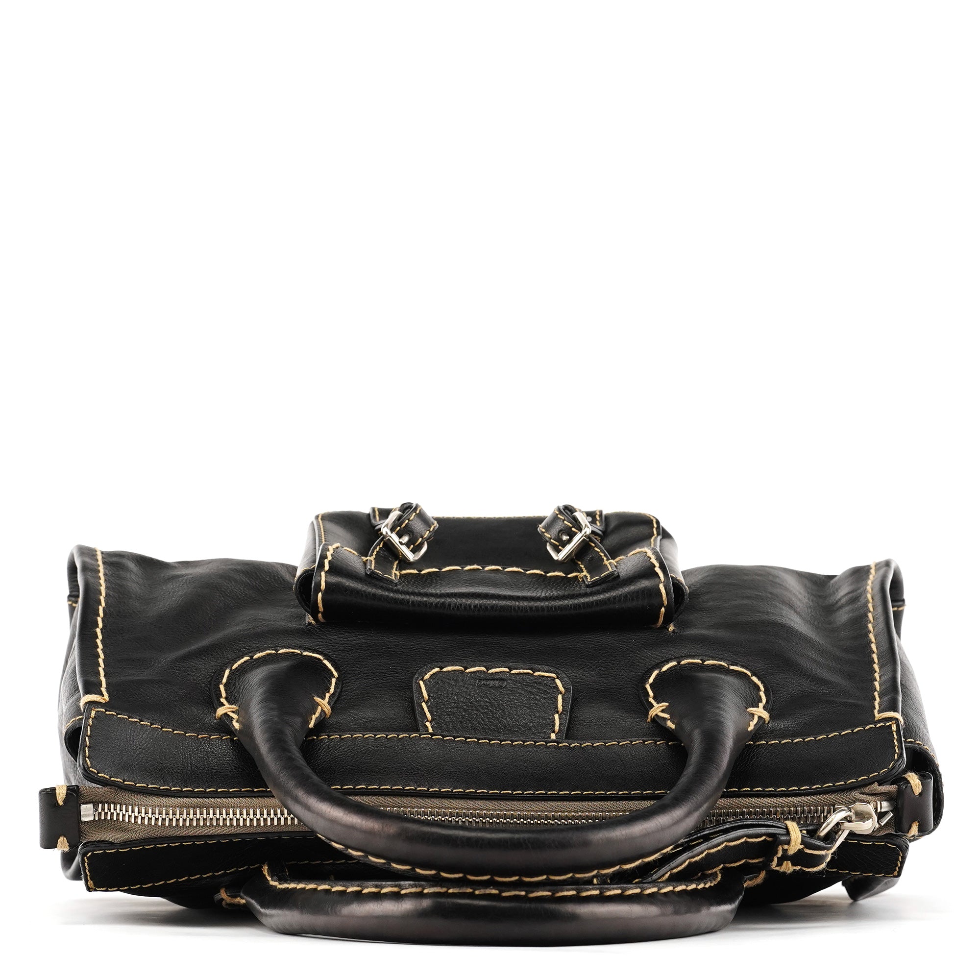 Black Leather Edith Tote Bag