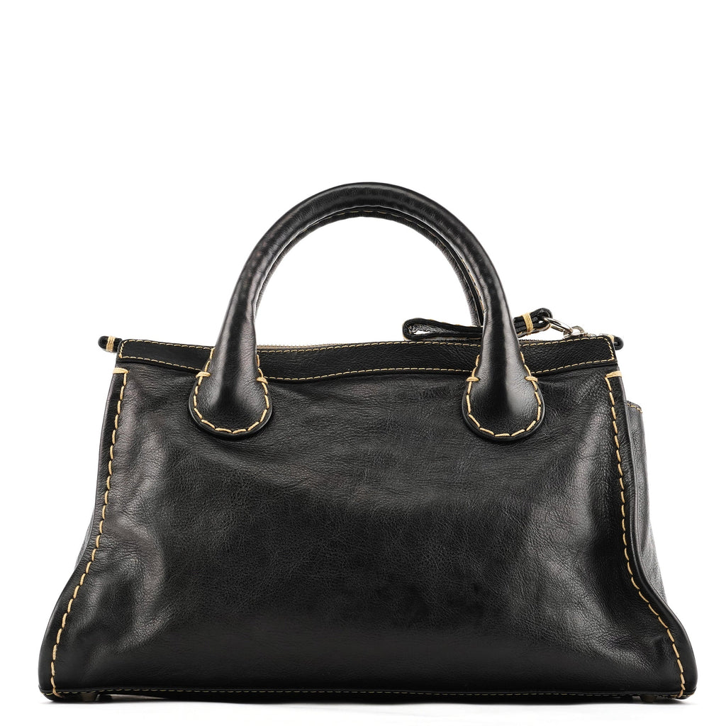 Black Leather Edith Tote Bag