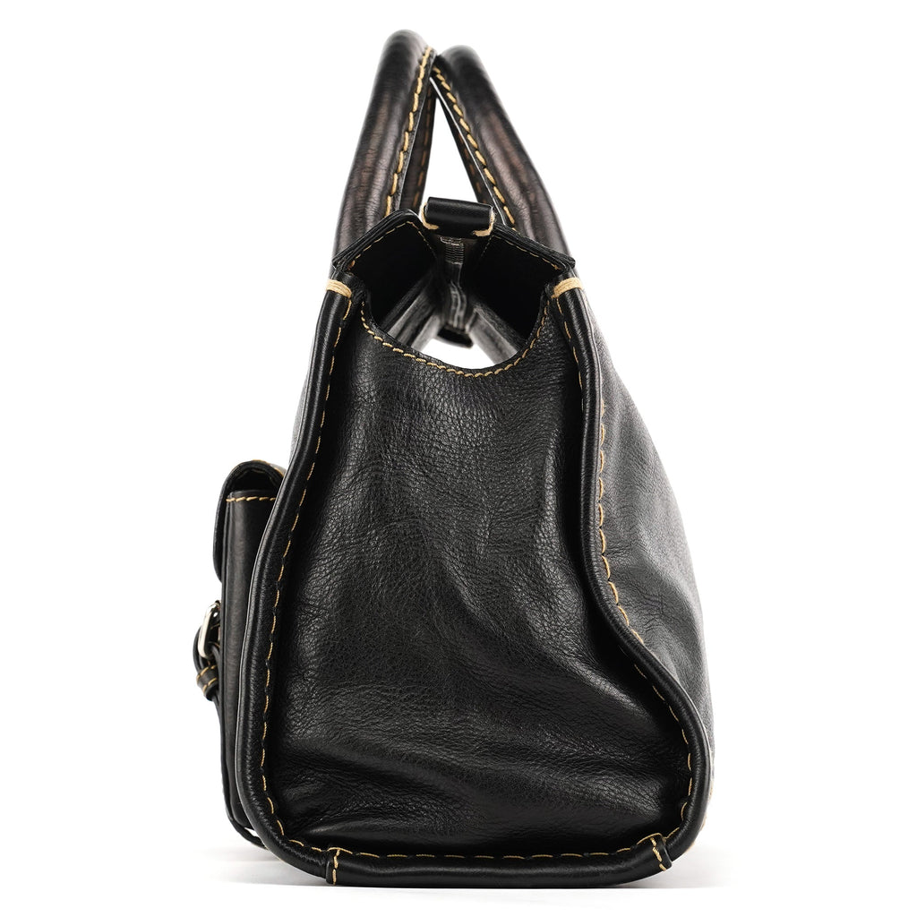 Black Leather Edith Tote Bag