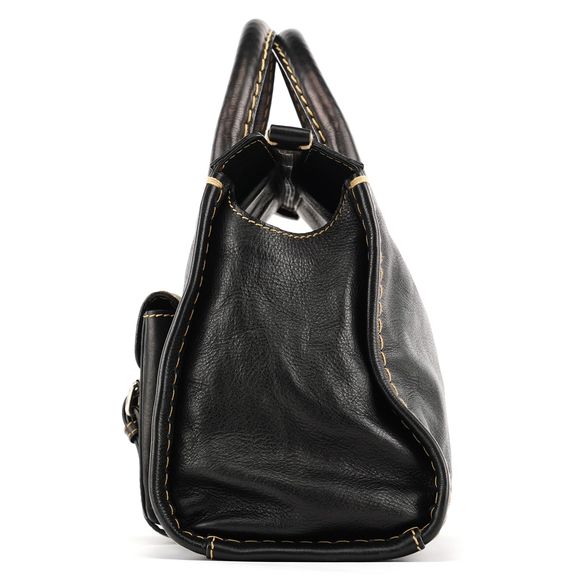 Black Leather Edith Tote Bag