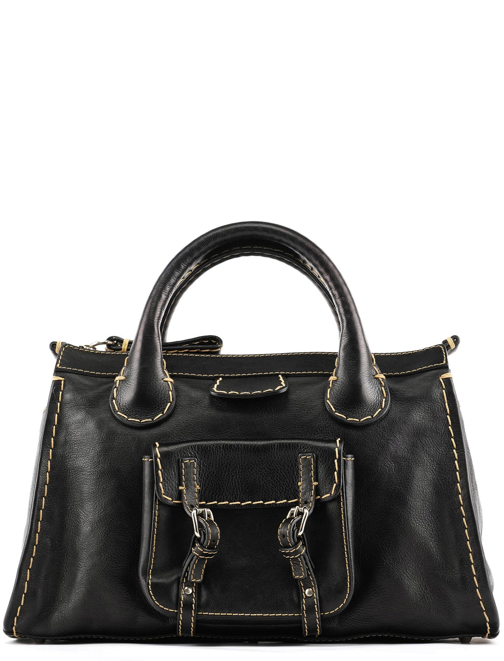 Black Leather Edith Tote Bag