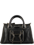 Black Leather Edith Tote Bag