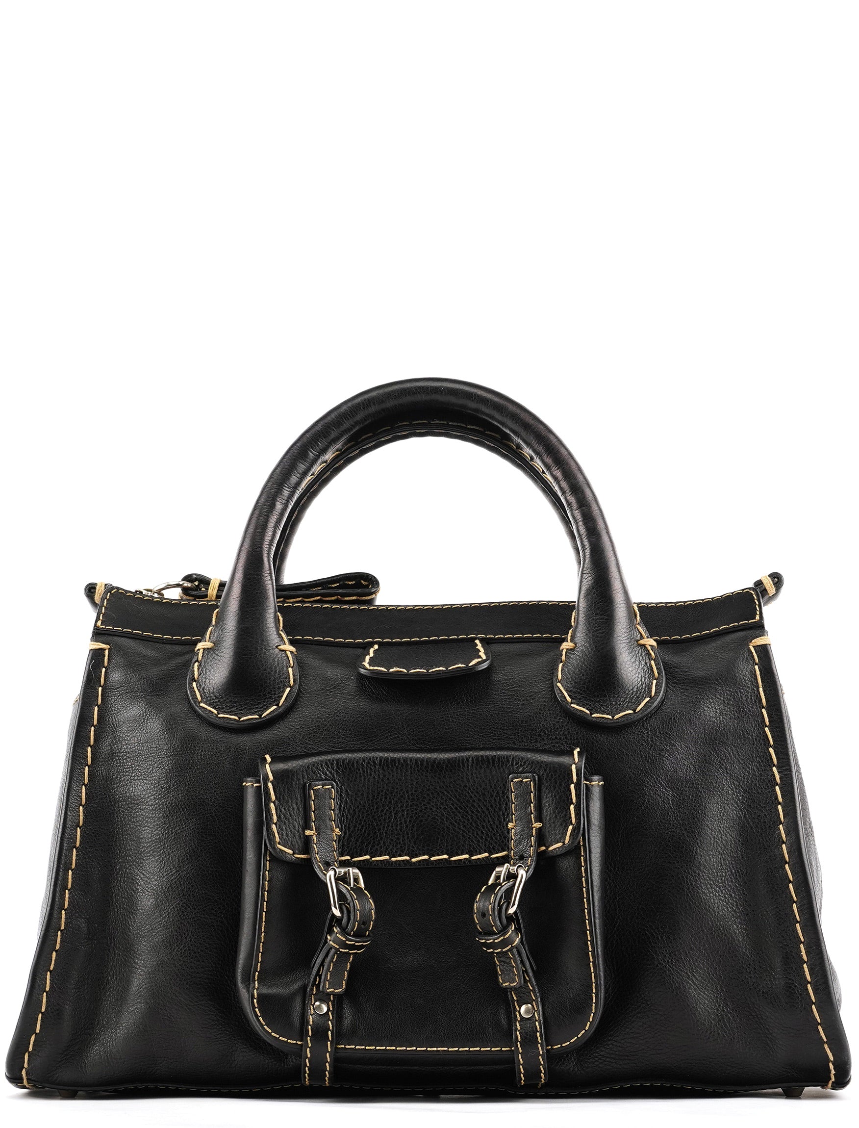 Black Leather Edith Tote Bag
