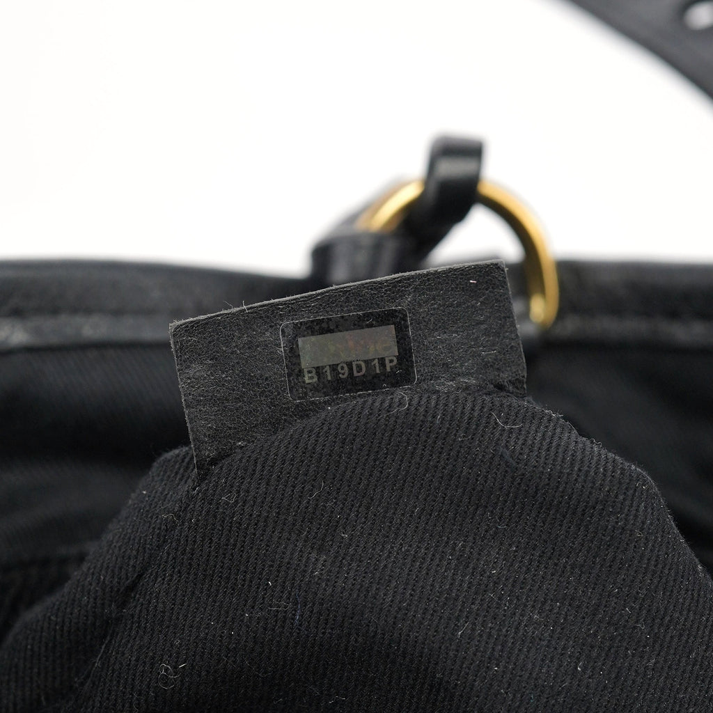 Black Leather Ellen Zippered Tote Bag
