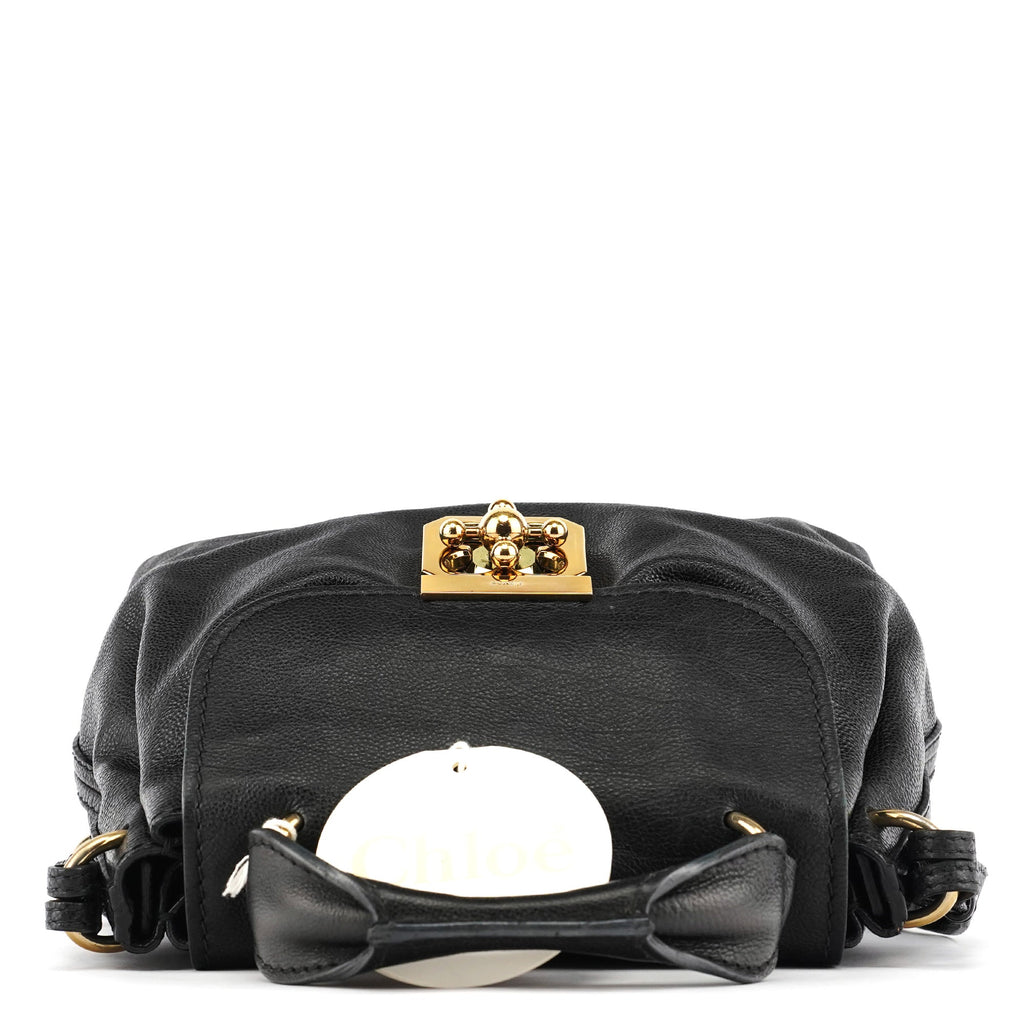 Black Leather Elsie 2-Way Top Handle Bag