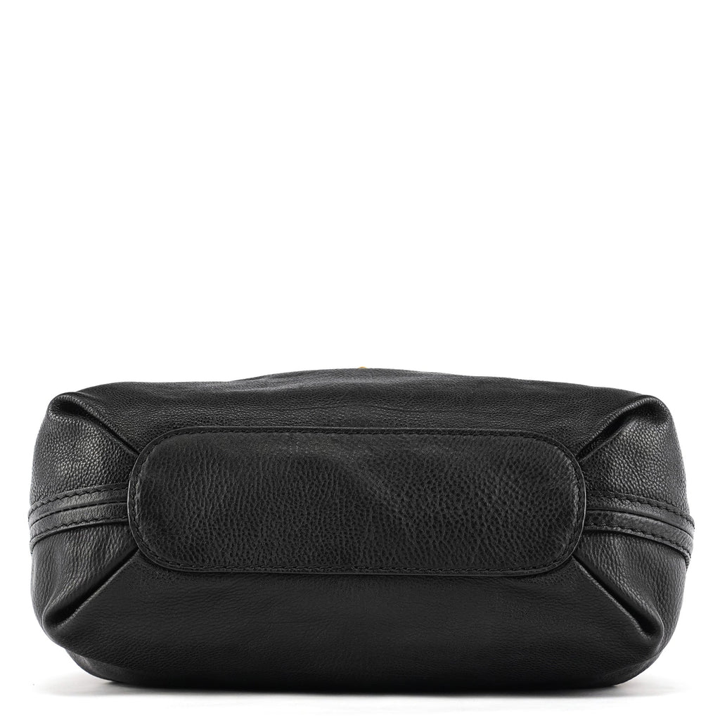 Black Leather Elsie 2-Way Top Handle Bag