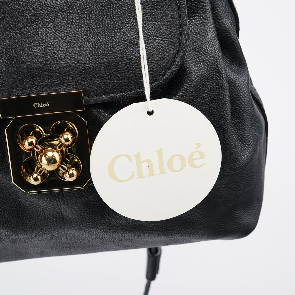 Black Leather Elsie 2-Way Top Handle Bag