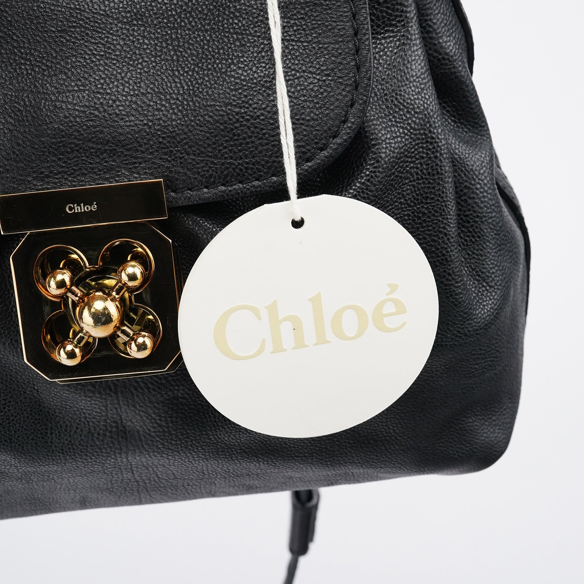 Black Leather Elsie 2-Way Top Handle Bag
