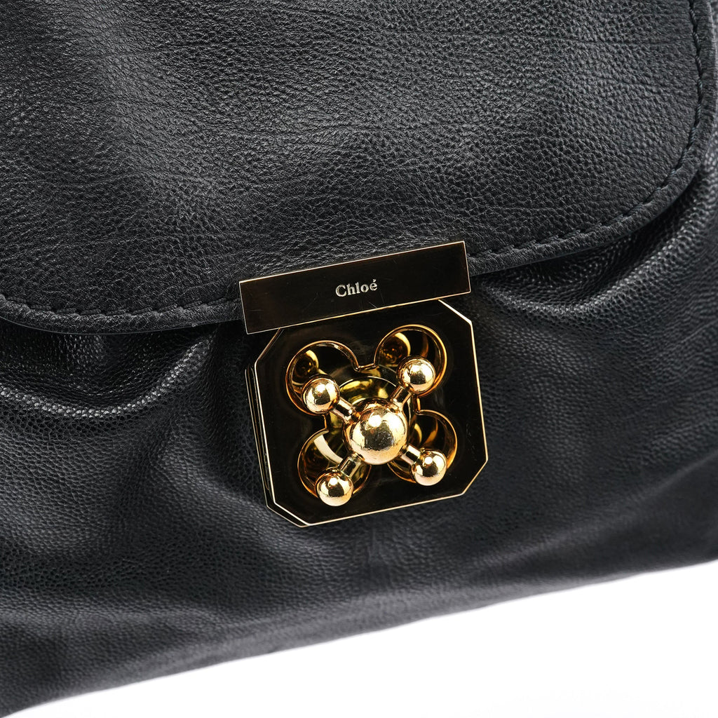 Black Leather Elsie 2-Way Top Handle Bag