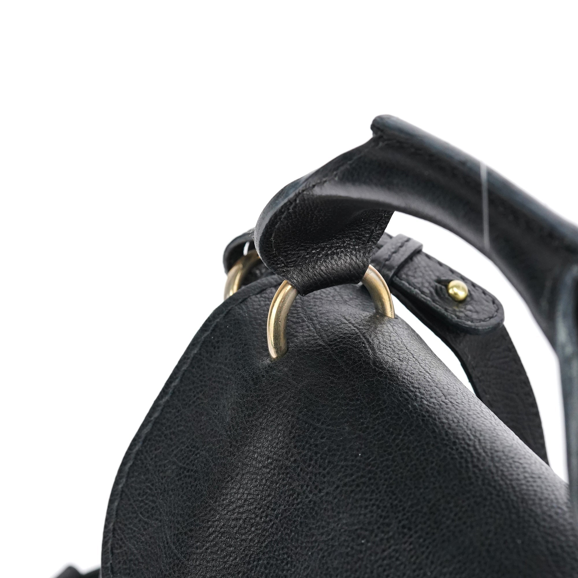 Black Leather Elsie 2-Way Top Handle Bag