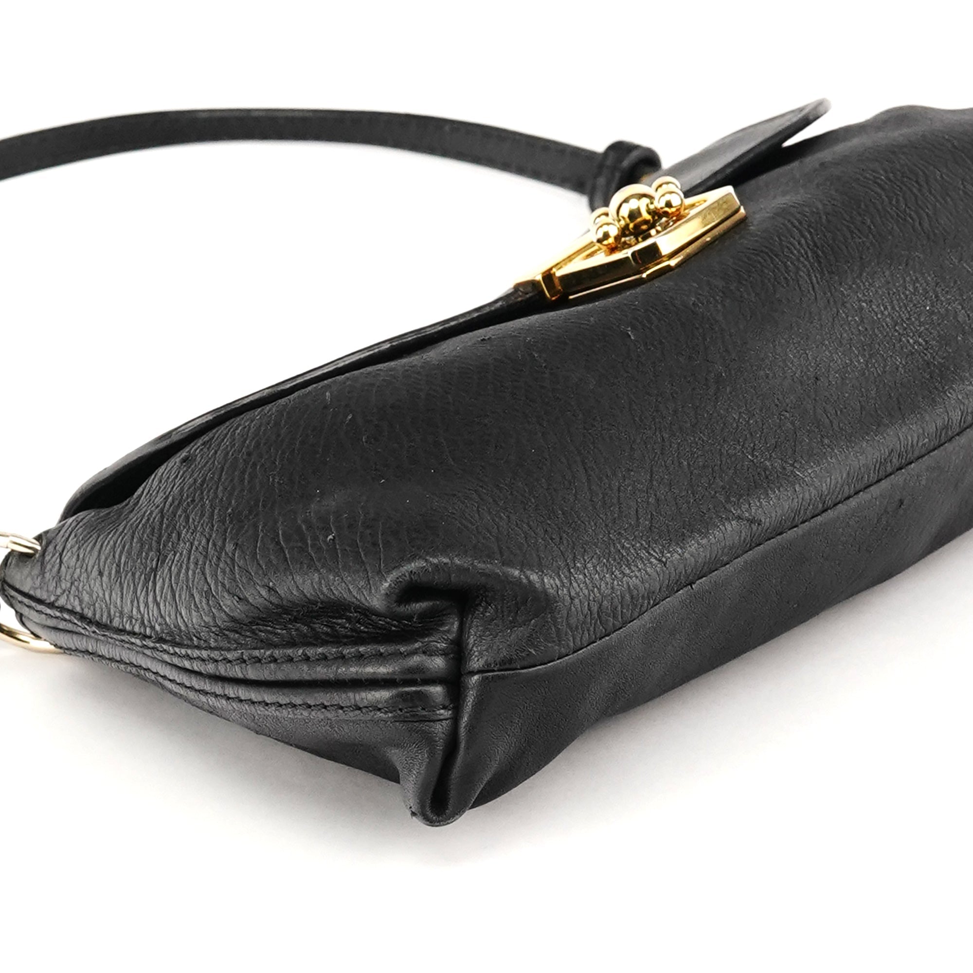 Black Leather Elsie Mini Shoulder Bag