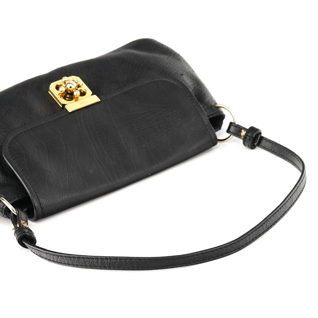 Black Leather Elsie Mini Shoulder Bag