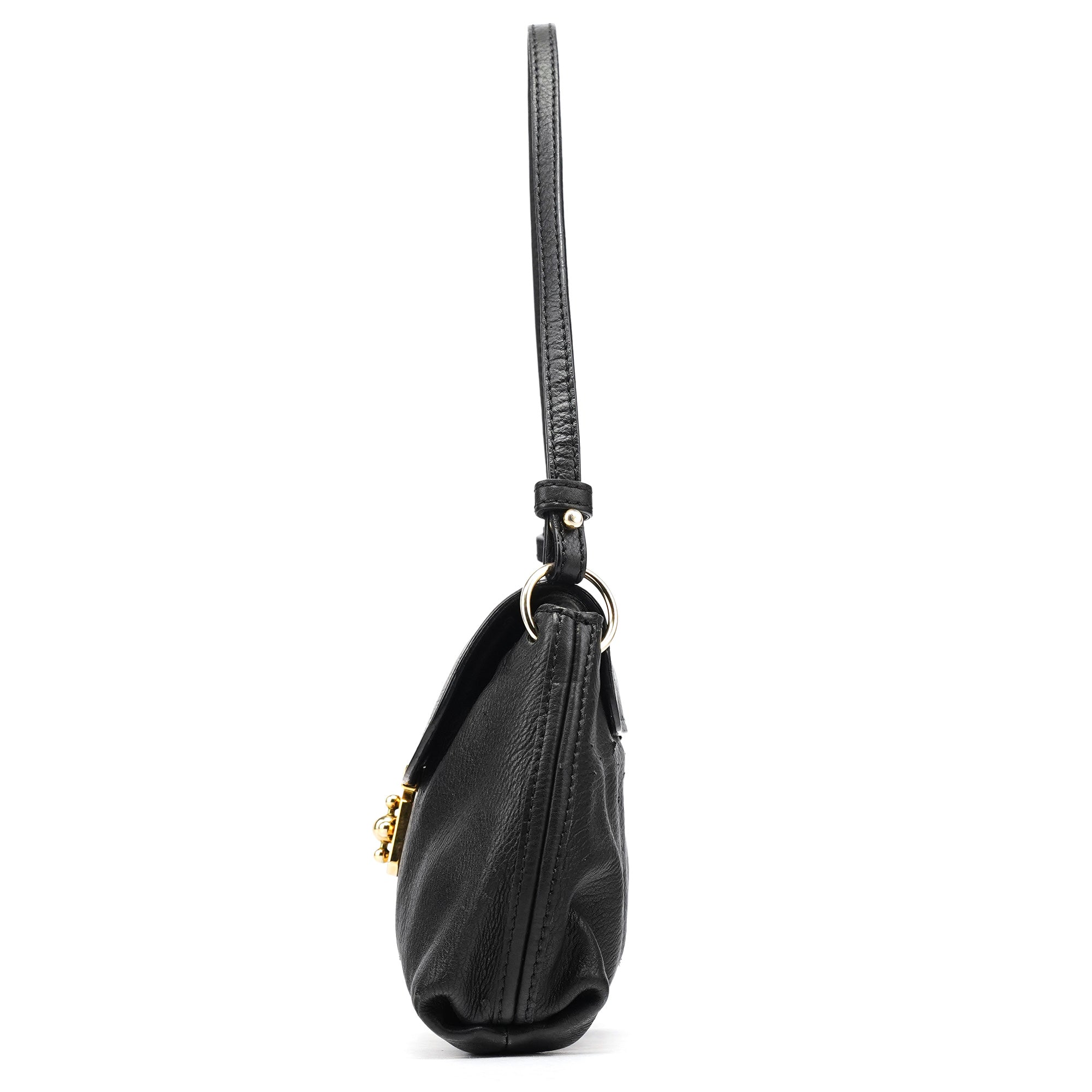 Black Leather Elsie Mini Shoulder Bag