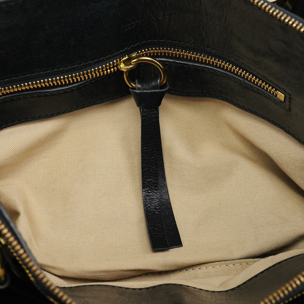 Black Leather Heloise Tote Bag