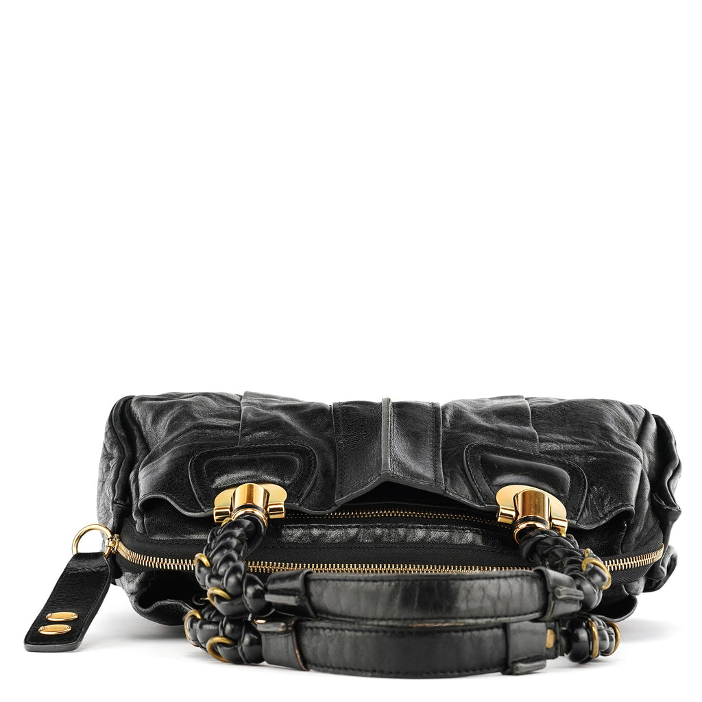 Black Leather Heloise Tote Bag