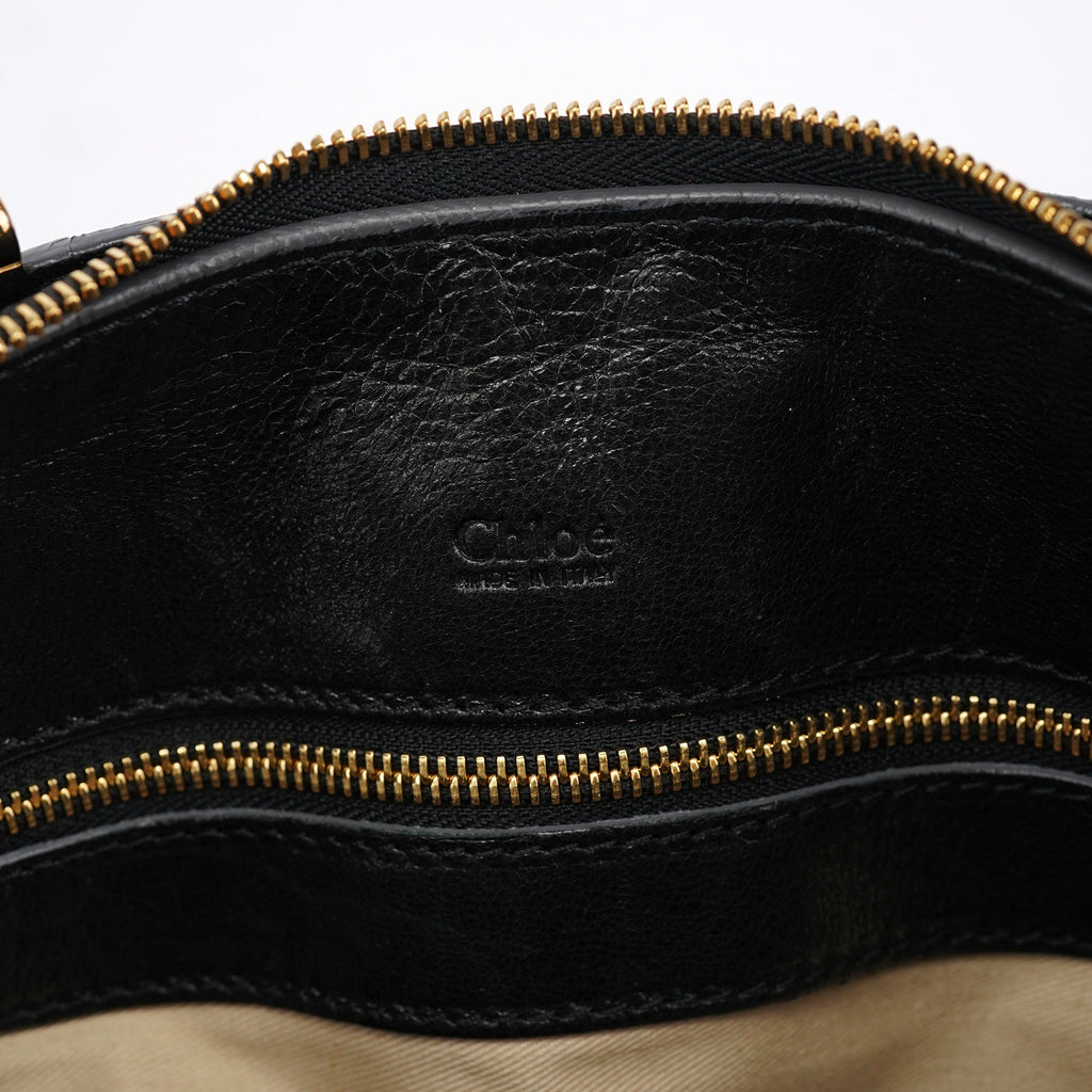 Black Leather Knotted Tote Bag