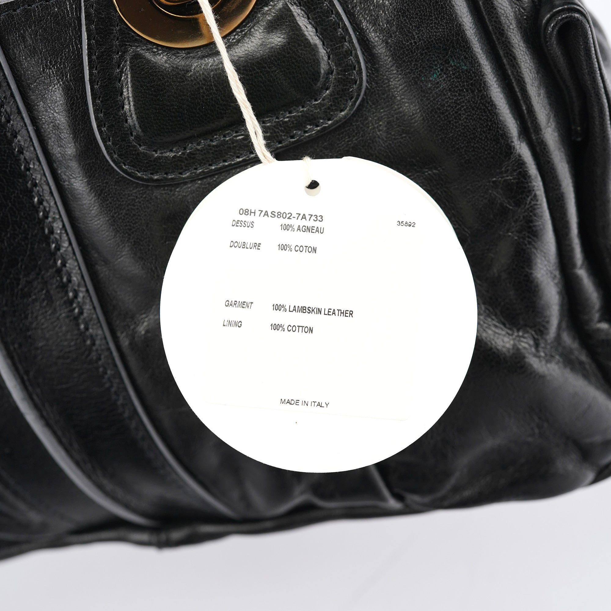 Black Leather Knotted Tote Bag