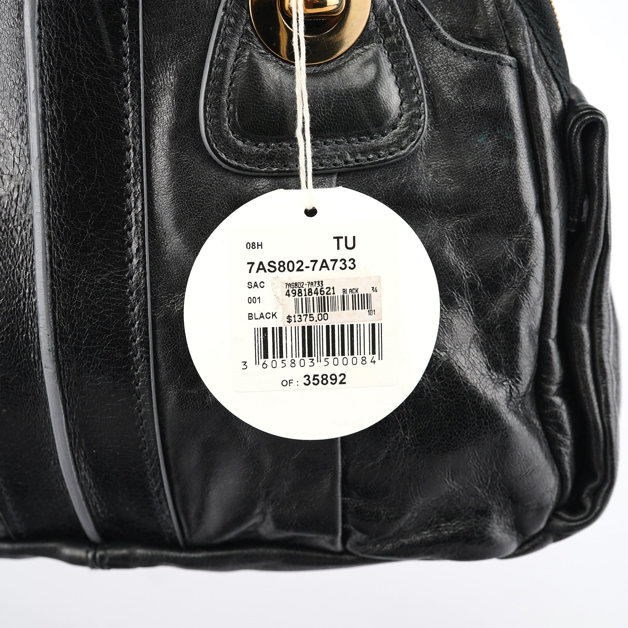Black Leather Knotted Tote Bag