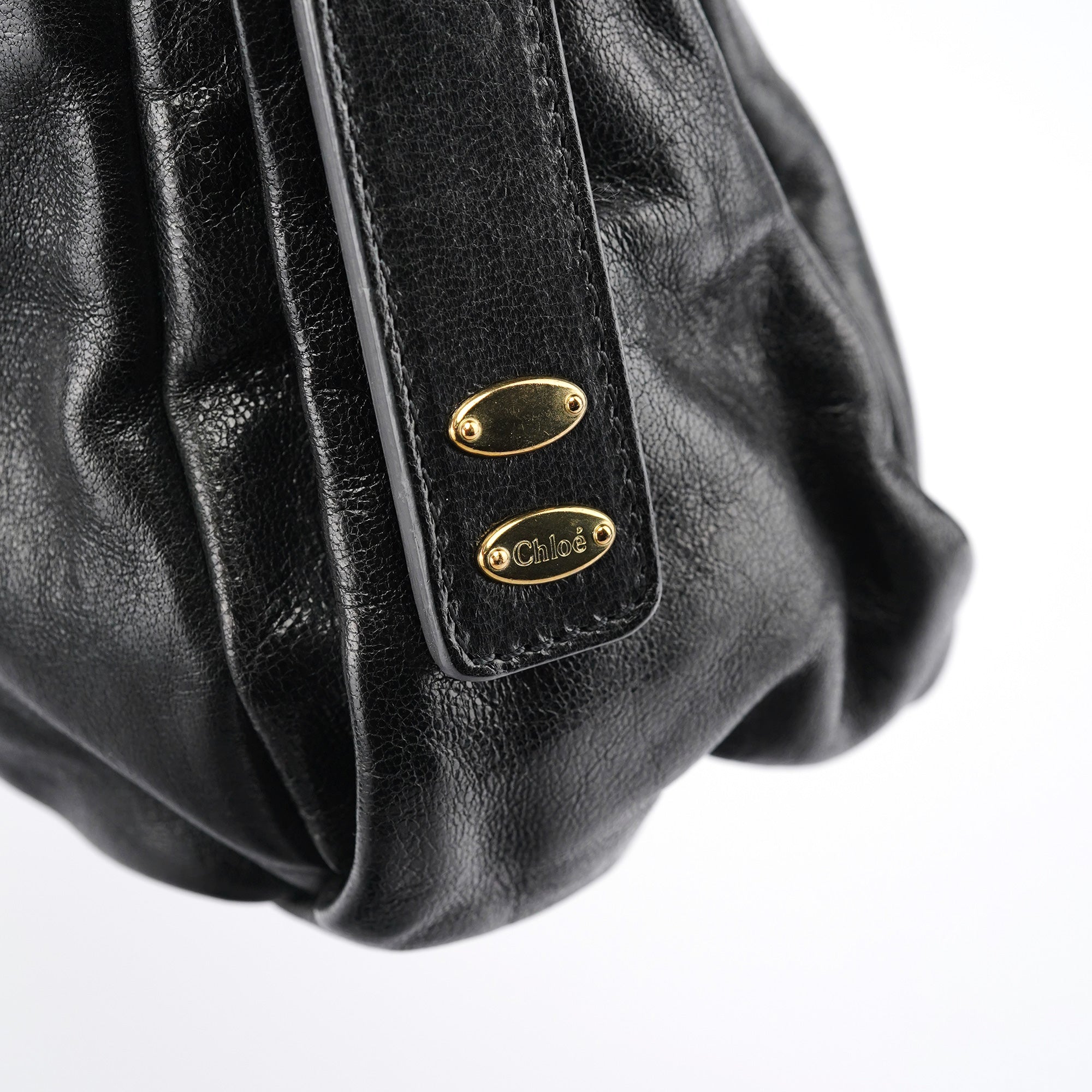 Black Leather Knotted Tote Bag