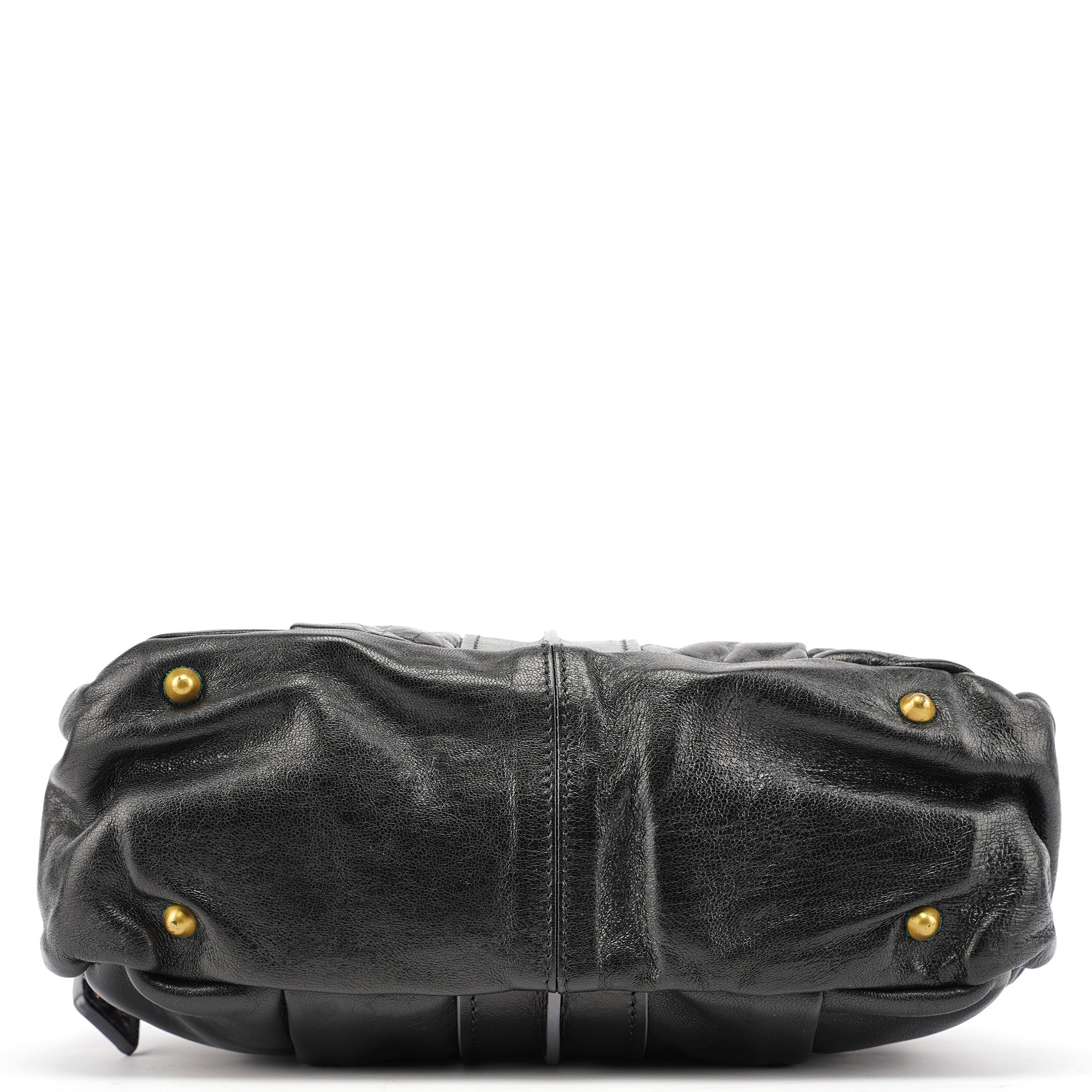 Black Leather Knotted Tote Bag