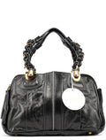 Black Leather Knotted Tote Bag