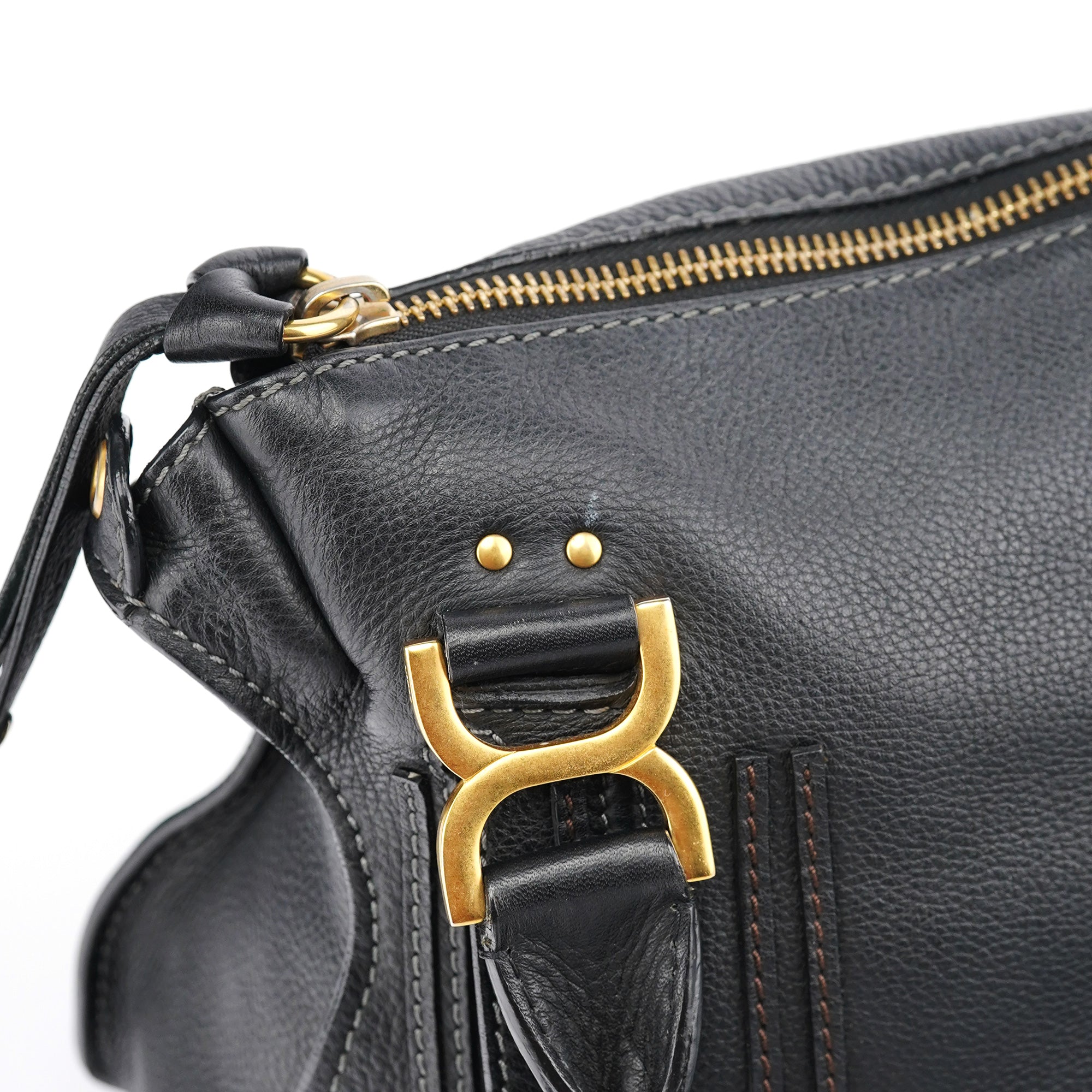 Black Leather Marcie 2-Way Bag