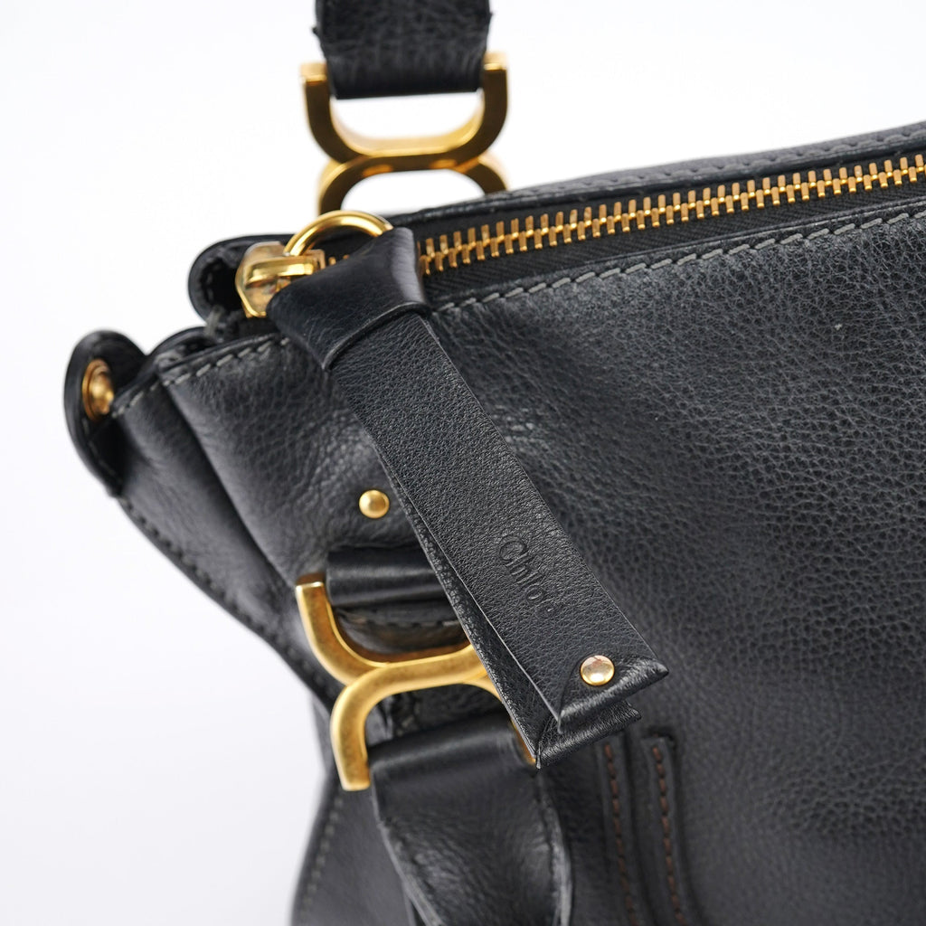 Black Leather Marcie 2-Way Bag