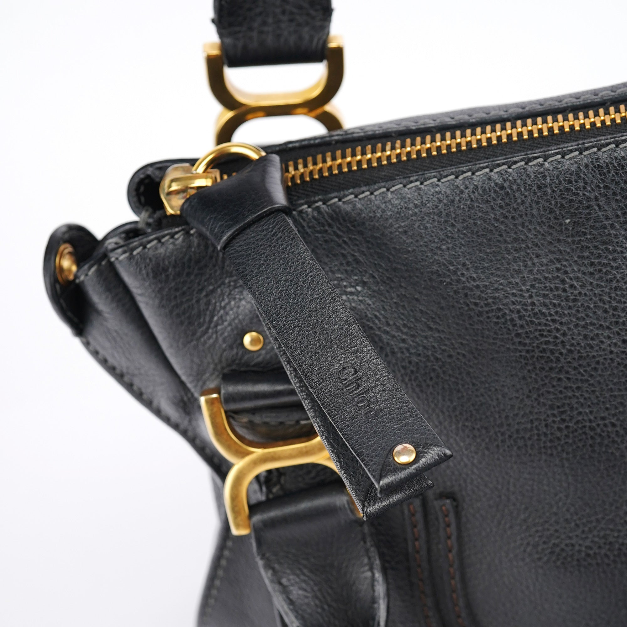 Black Leather Marcie 2-Way Bag