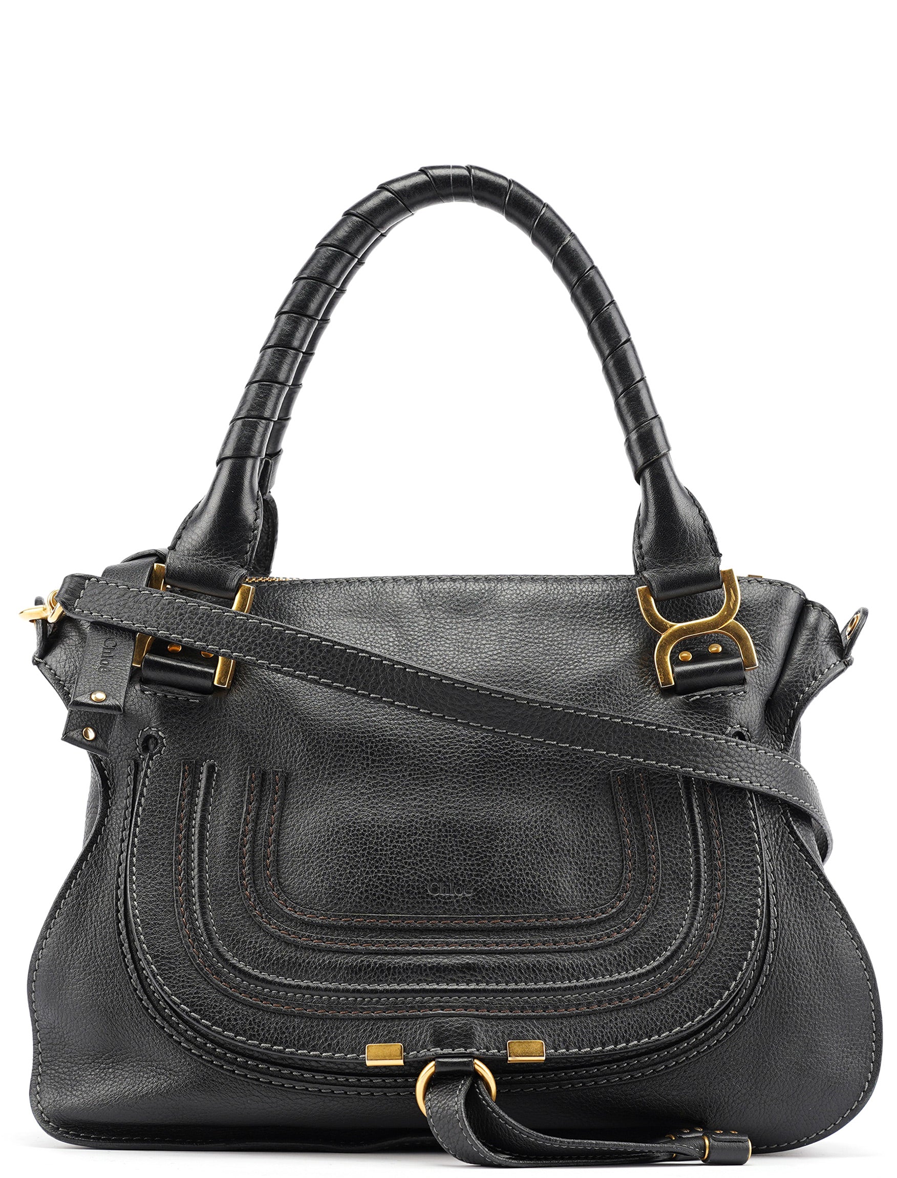Black Leather Marcie 2-Way Bag