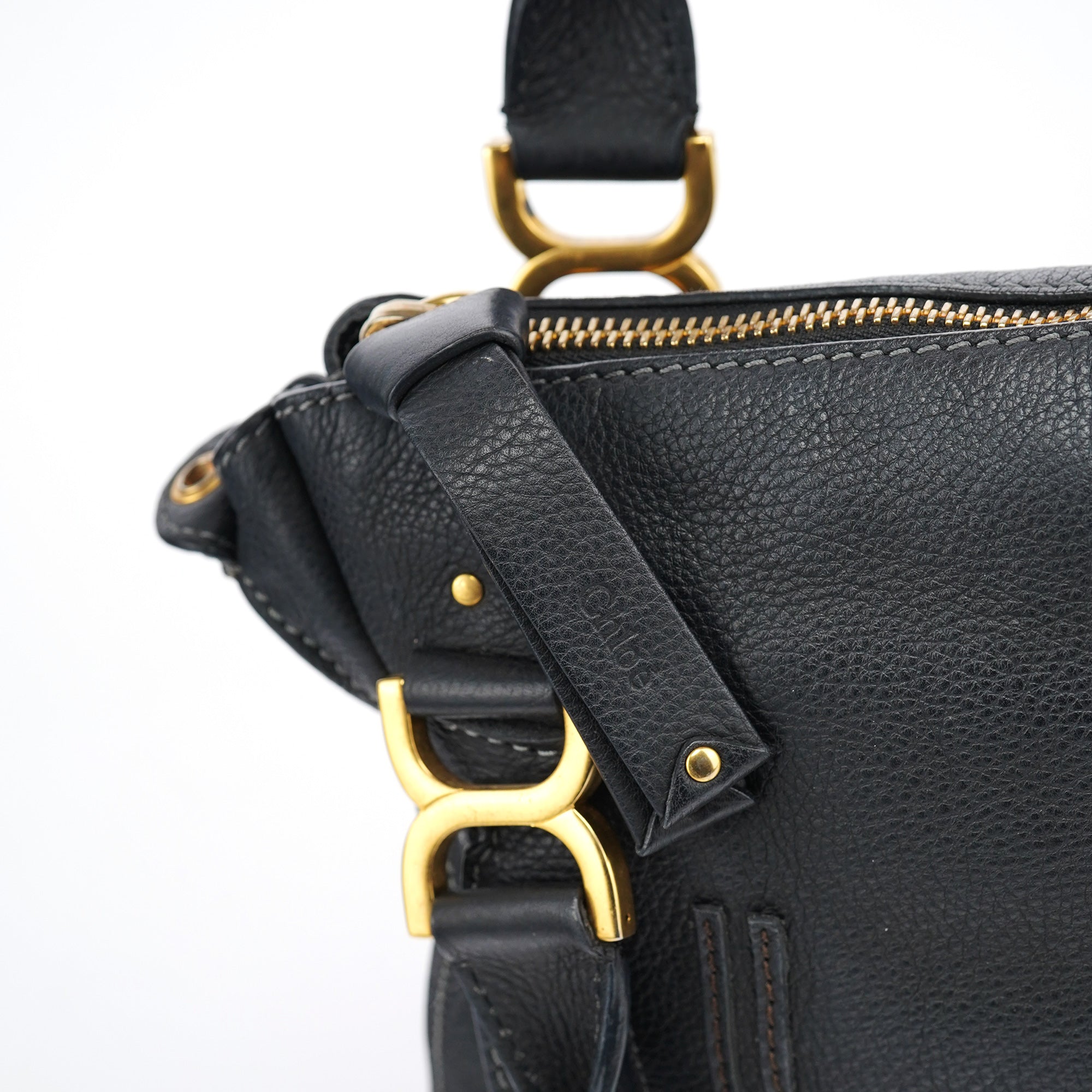 Black Leather Marcie 2-Way Bag